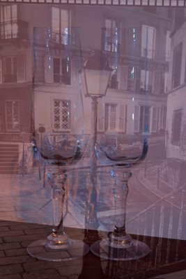 קולאז' כוסות ליין שקופים עם פנס 00-0036