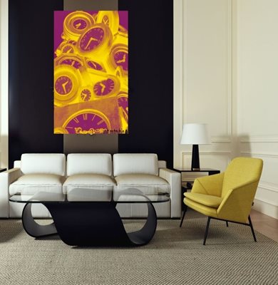 קולאז' שעונים בצהוב סגול D