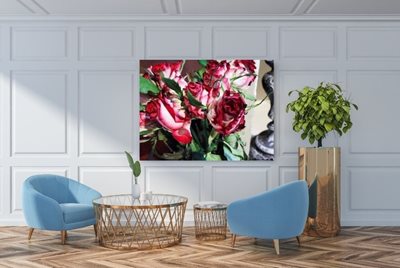 וורדים עם פמוט בסלון 0256 -76