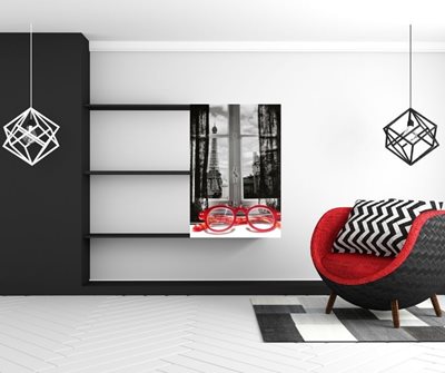 אייפל מול חלון עם משקפיים באדום 4454 -1