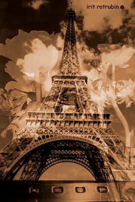 קולאז' מגדל אייפל עם מחשב בחום 99 00-00