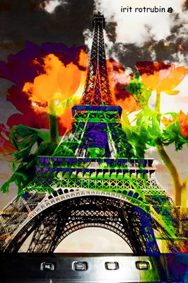 קולאז' אייפל עם מחשב וכלניות 00-0098