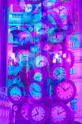 קולאז' שעונים בארמון סגול וכחול 00-111H