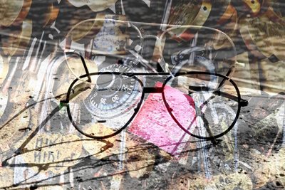 קולאז' משקפיים ש/ל מנעולים צבעוני 123 -00