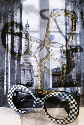 משקפיים וינטג' ומגדל אייפל הרד-לייט 00149