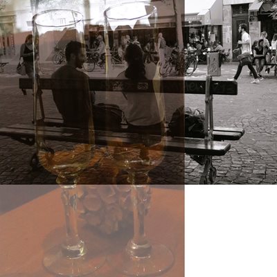 כוסות ליין שקופות +זוג על ספסל 00184