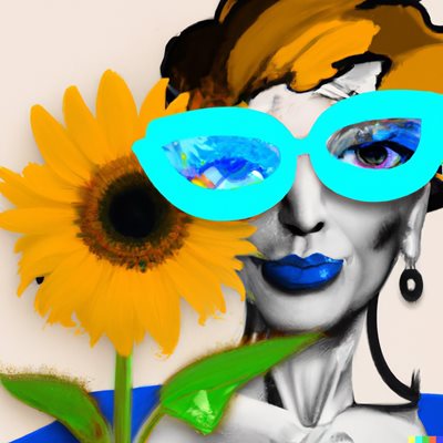 משקפיים וינטג' ואישה חמנייה