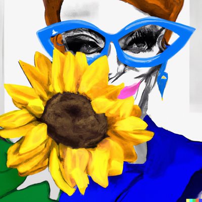 משקפיים וינטג' אישה וחמנייה