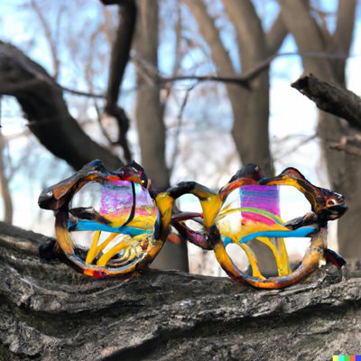 משקפיים וינטג' מחוברים לעץ