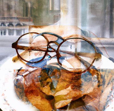 משקפיים וינטג' ועלי שלכת .