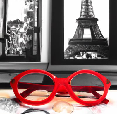 משקפיים וינטג' באדום מול אייפל