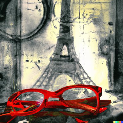 משקפיים וינטג' באדום מול אייפל