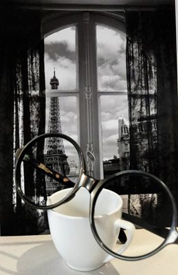 מגדל אייפל מול החלון עם משקפיים 5018 -1